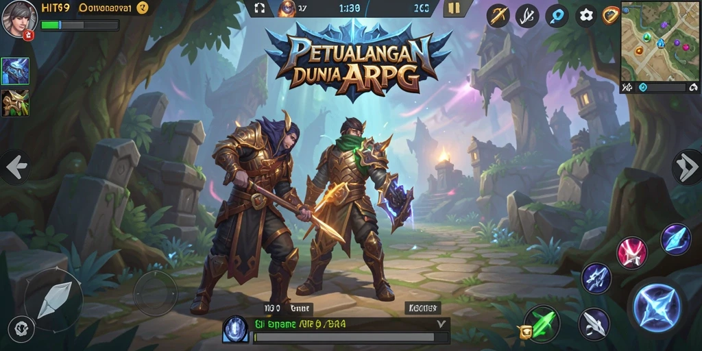 Tangkapan layar gaming HIT9 menampilkan pertarungan seru di dunia fantastis.