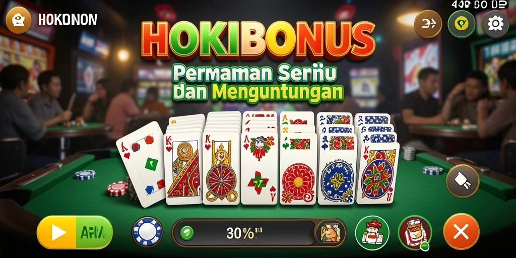 Screenshot HOKIBONUS yang menampilkan gameplay Domino yang mendebarkan.
