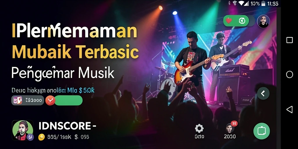 Tangkapan layar IDNSCORE menampilkan gameplay dan fitur musik yang interaktif.