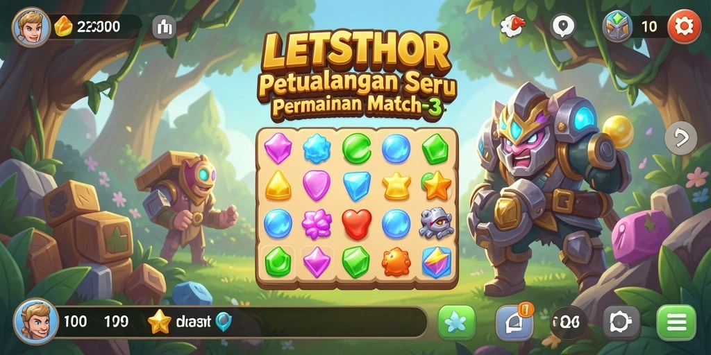 Tampilan gameplay LETSTHOR yang penuh warna dan menantang.