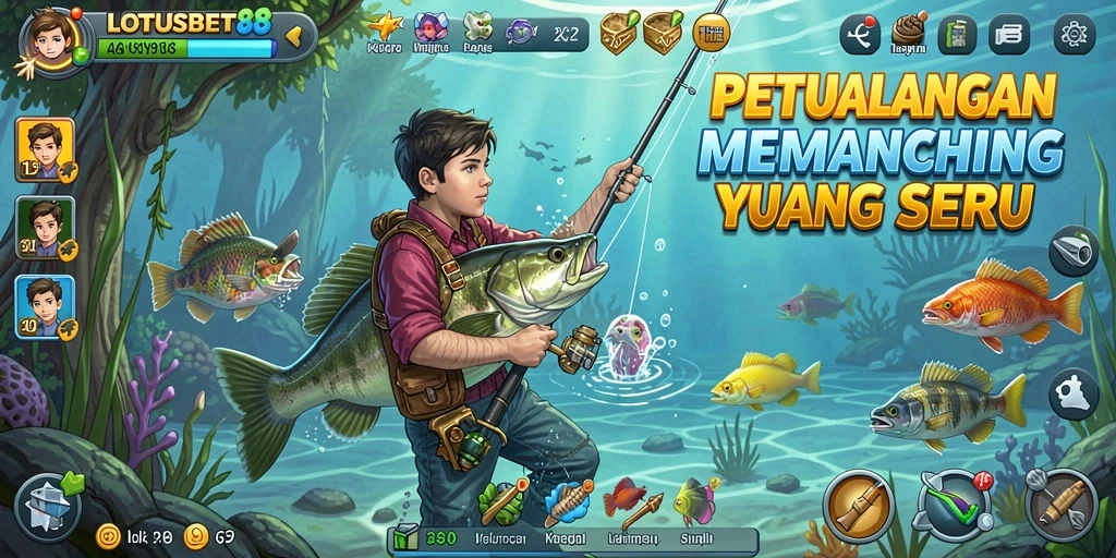 Screenshot gameplay LOTUSBET88 menampilkan aksi memancing yang lancar dan grafis yang memukau.