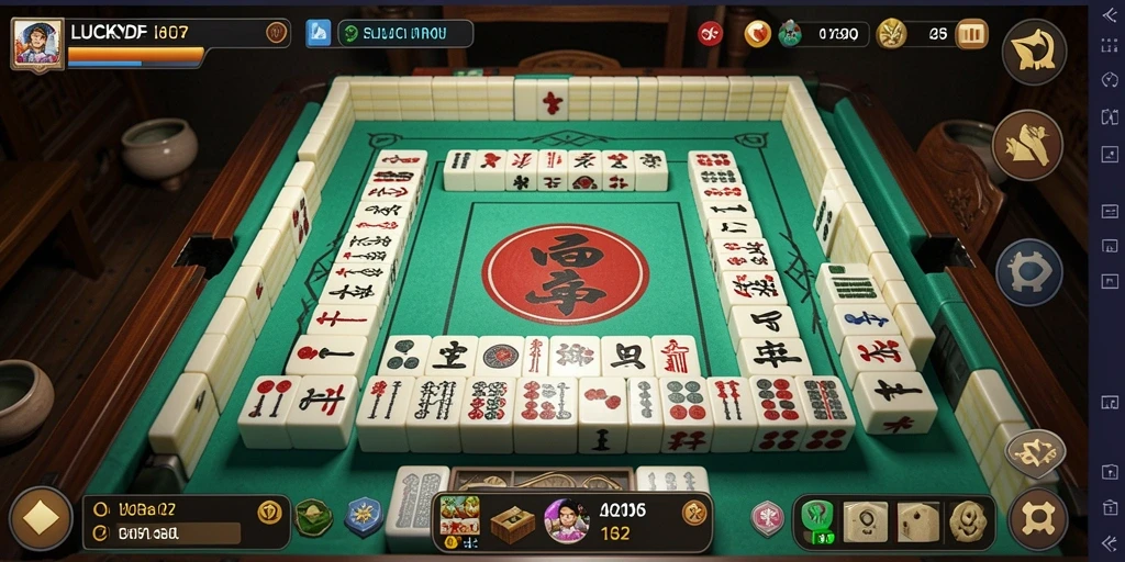 Tampilan gameplay Mahjong di LUCKYDF dengan grafis menawan.