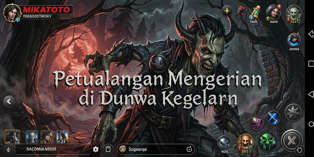 Tangkapan layar gameplay MIKATOTO menampilkan aksi menegangkan di lingkungan horror.