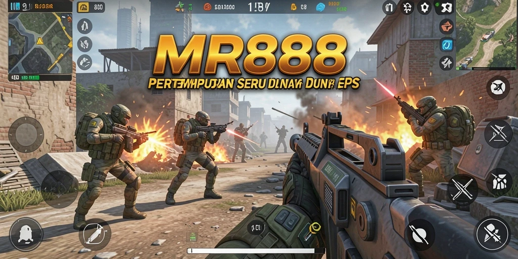Tampilan aksi seru dalam gameplay FPS MR888.