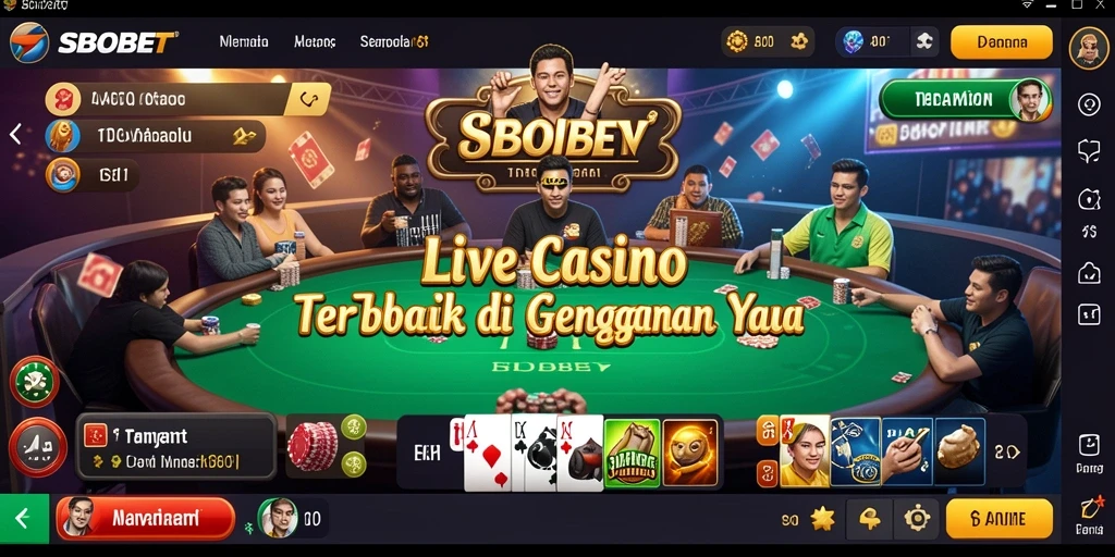 Screenshot SBOBET menampilkan dealer langsung dalam permainan Live Casino.