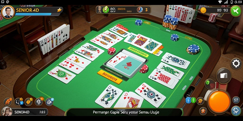 Tangkapan layar gameplay SENIOR4D yang menunjukkan keseruan bermain Gaple.