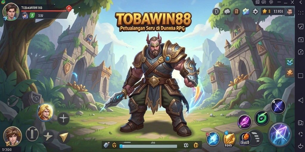 Screenshot gameplay TOBAWIN88 menampilkan pertarungan epik di dunia RPG.
